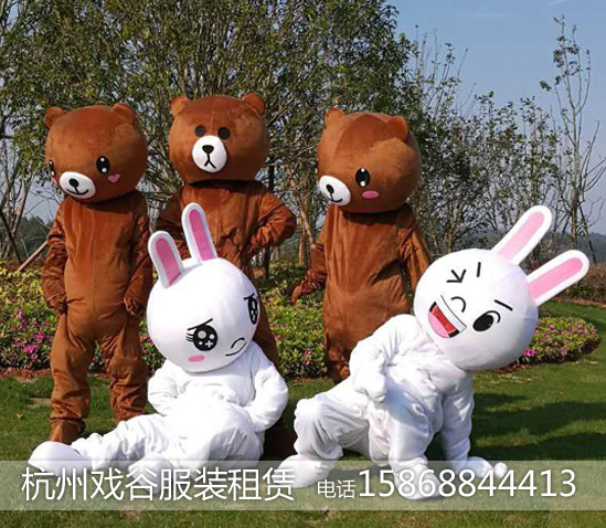网红熊，布朗熊和可妮兔卡通人偶服装
